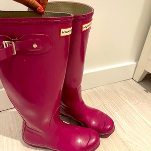 Magenta Hunter Rain boots.